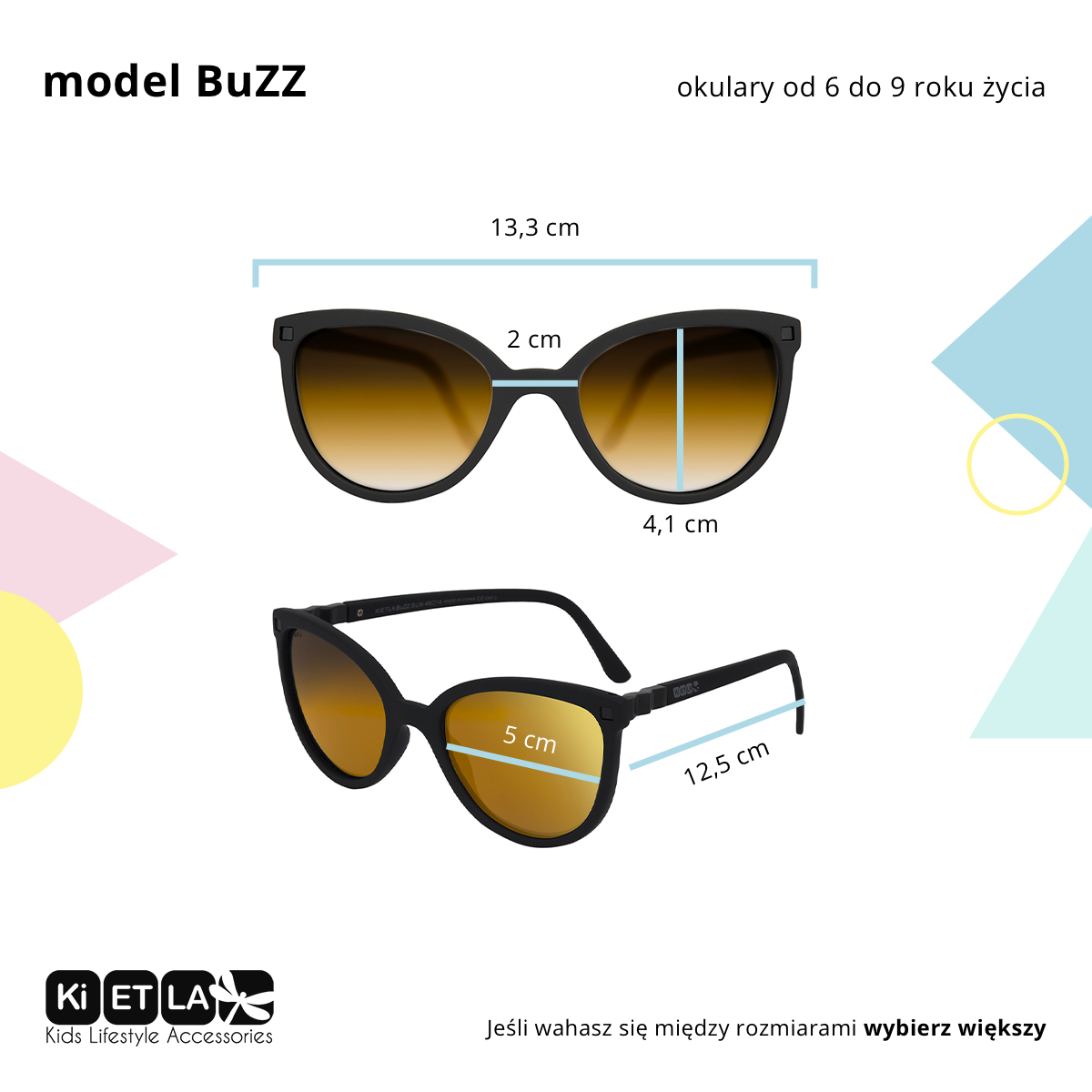 Ki ET LA, Okulary przeciwsłoneczne Buzz 6-9 Black Ki ET LA, Okulary przeciwsłoneczne Buzz 6-9 Black