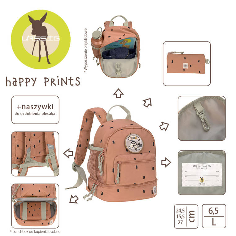 Lassig, Plecak dla przedszkolaka Mini Happy Prints Karmelowy Lassig, Plecak dla przedszkolaka Mini Happy Prints Karmelowy