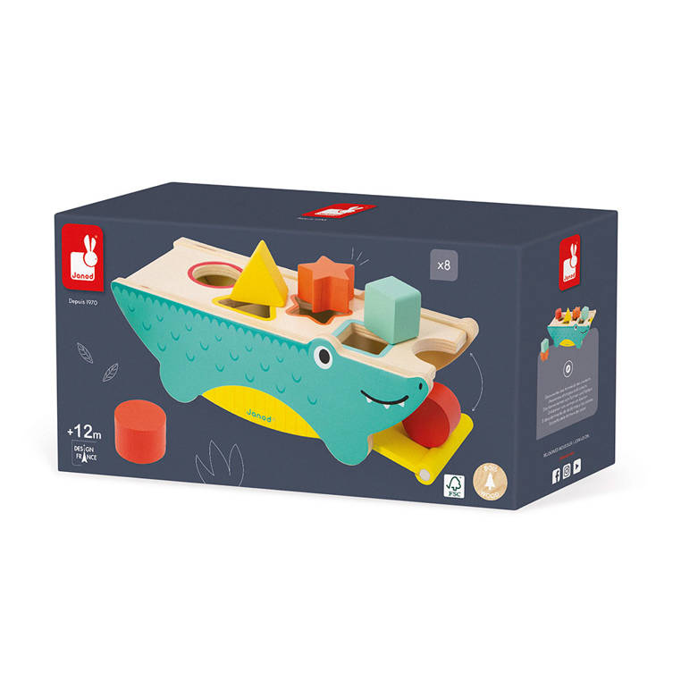 Janod, Drewniany sorter krokodyl Tropik 12m+ Janod, Drewniany sorter krokodyl Tropik 12m+