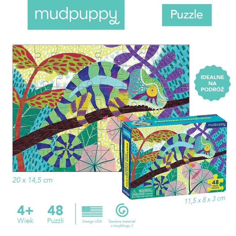 Mudpuppy, Puzzle mini Kameleon lamparci 48 elementów 4+