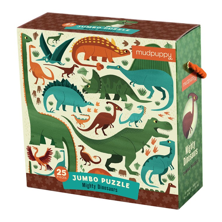 Mudpuppy, Puzzle podłogowe Jumbo Potężne dinozaury 25 elementów Mudpuppy, Puzzle podłogowe Jumbo Potężne dinozaury 25 elementów