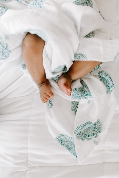 Aden & Anais, Otulacz muślinowy paisley - teal 4szt