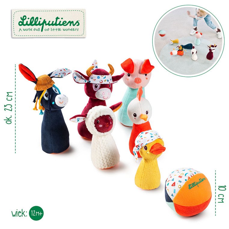 Lilliputiens, Kręgle z piłką - dzwoneczkiem Farma NOWA KOLEKCJA 12 m+
