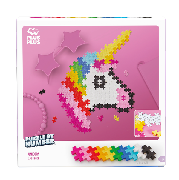 Plus-Plus Mini, Puzzle Po Numerach 250 Szt - Jednorożec Plus-Plus Mini, Puzzle Po Numerach 250 Szt - Jednorożec