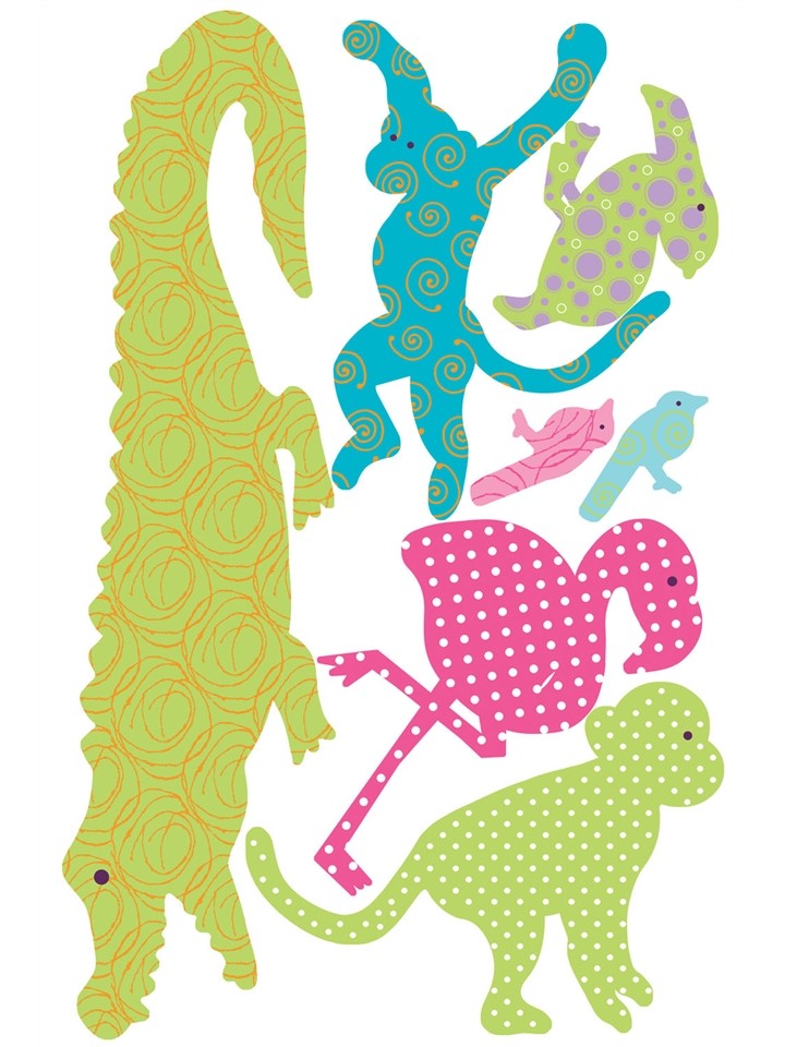 RoomMates, naklejki wielokrotnego użytku - Egzotyczne zwierzęta (kolorowe)