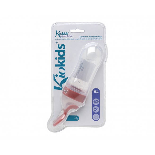 Kiokids,  Pojemnik silikonowy z łyżeczką na jedzenie dla niemowląt -  różowy