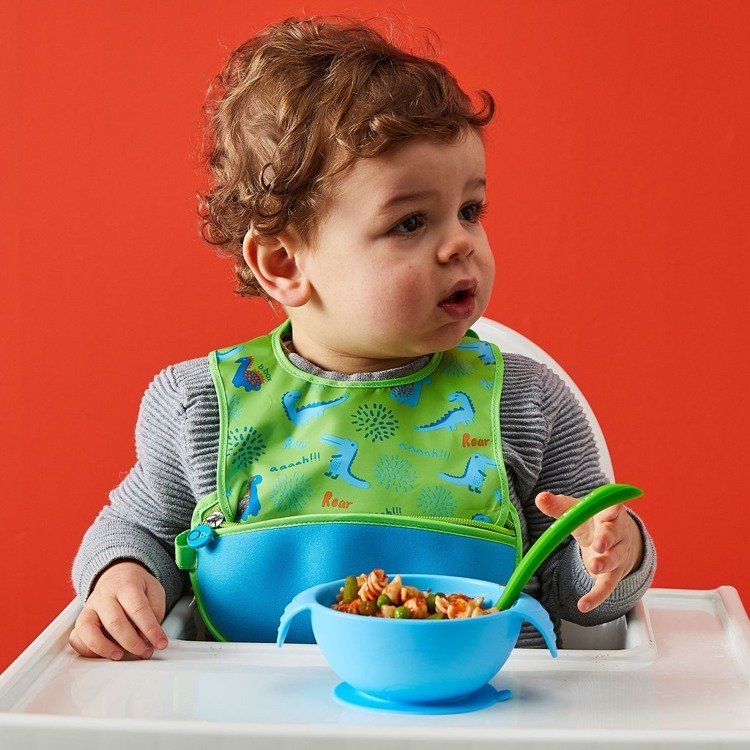 B.Box, Silikonowa miseczka przyssawką i łyżeczką, Ocean breeze