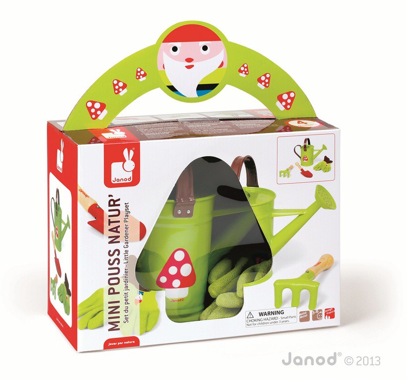 Janod, mały ogrodnik zestaw z konewką zielony, Janod, mały ogrodnik zestaw z konewką zielony,