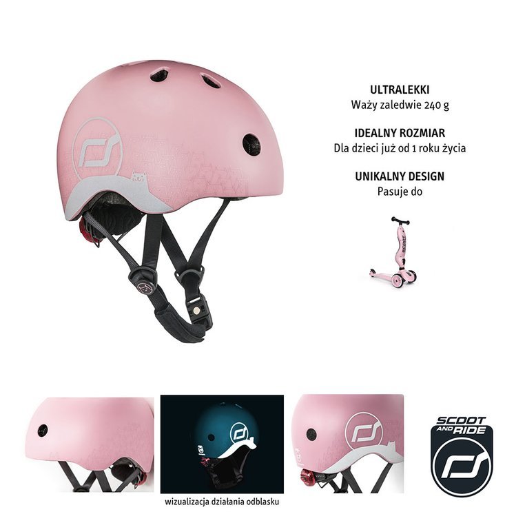 Scootandride, Kask z odblaskami XXS-S dla dzieci 1-5 lat Rose Cat