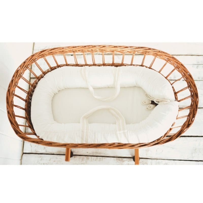 Hi Little One, Oddychający wiklinowy kosz Mojżesza dla Noworodka ze stelażem Organic