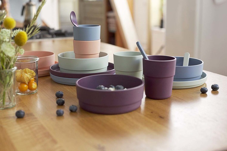 Lassig, Zestaw talerzy bambusowych Mint / Blueberry