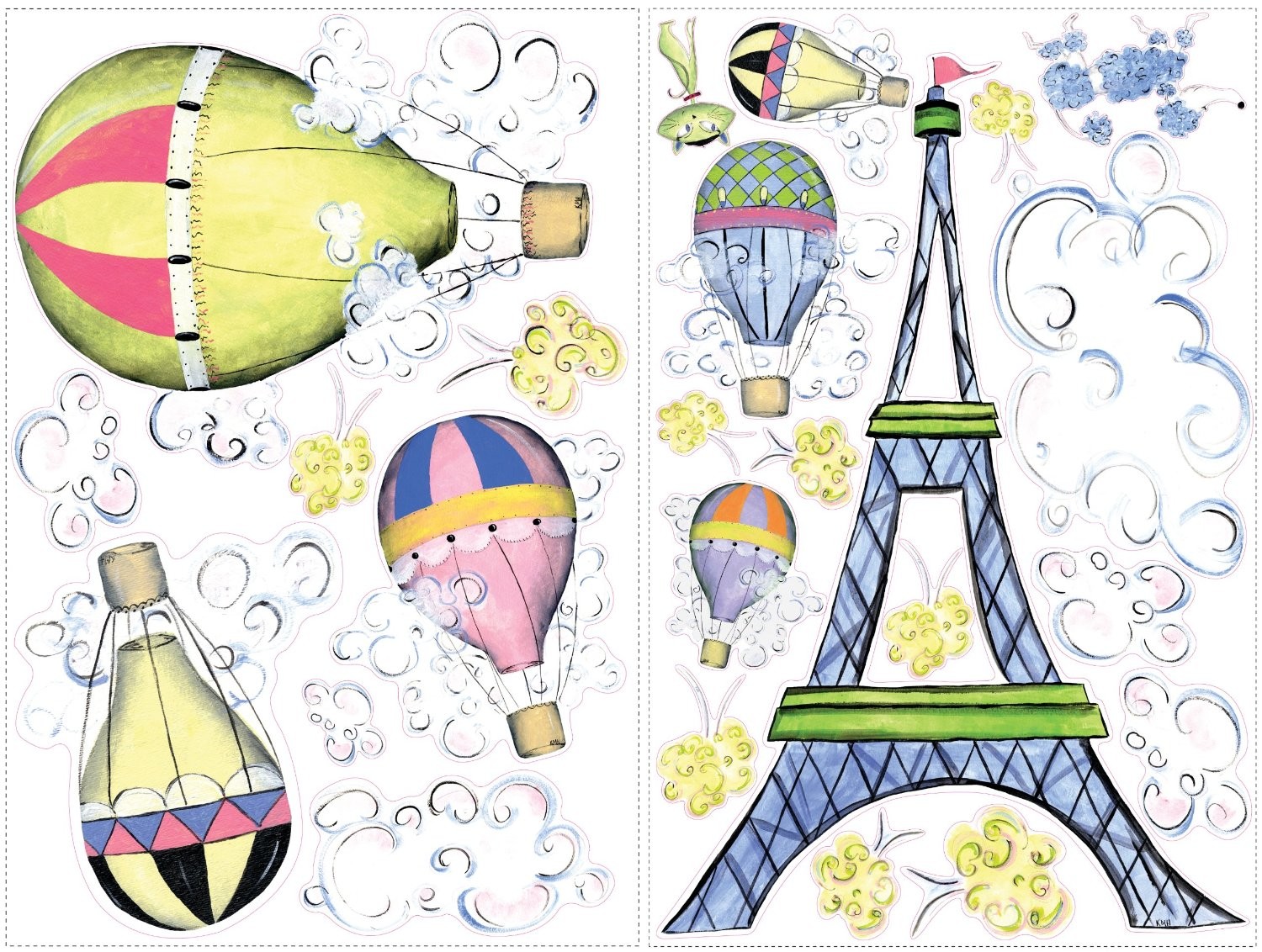 RoomMates, naklejki wielokrotnego użytku - Podróż balonem po Paryżu