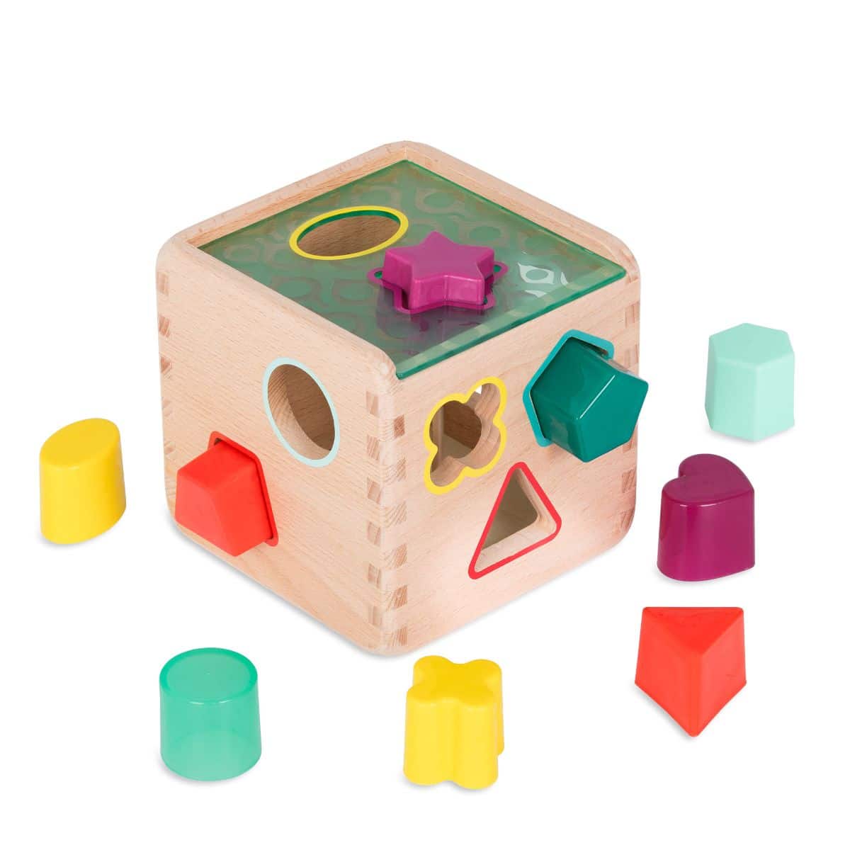 Btoys, Drewniana kostka - sorter kształtów i kolorów (9 różnych kształtów) Btoys, Drewniana kostka - sorter kształtów i kolorów (9 różnych kształtów)