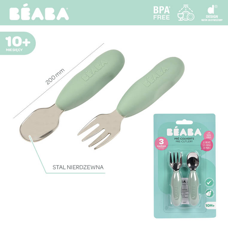 Beaba, Zestaw pierwszych sztućców ze stali nierdzewnej