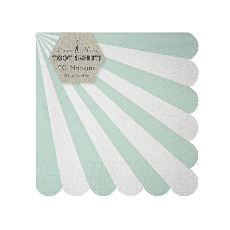 Meri Meri, małe serwetki Paski aqua