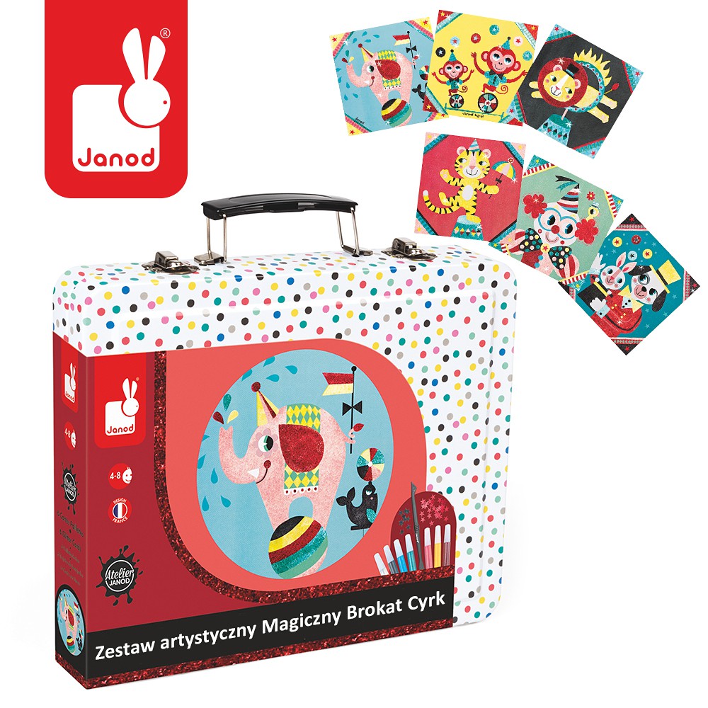 Janod, zestaw artystyczny Kreatywny Magiczny brokat Cyrk,