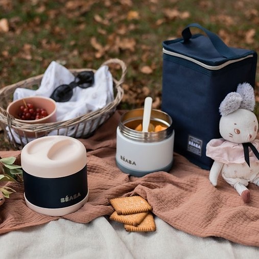 Beaba, Pojemnik - termos obiadowy ze stali nierdzewnej z hermetycznym zamknięciem duży 500 ml light pink/night blue Beaba, Pojemnik - termos obiadowy ze stali nierdzewnej z hermetycznym zamknięciem duży 500 ml light pink/night blue