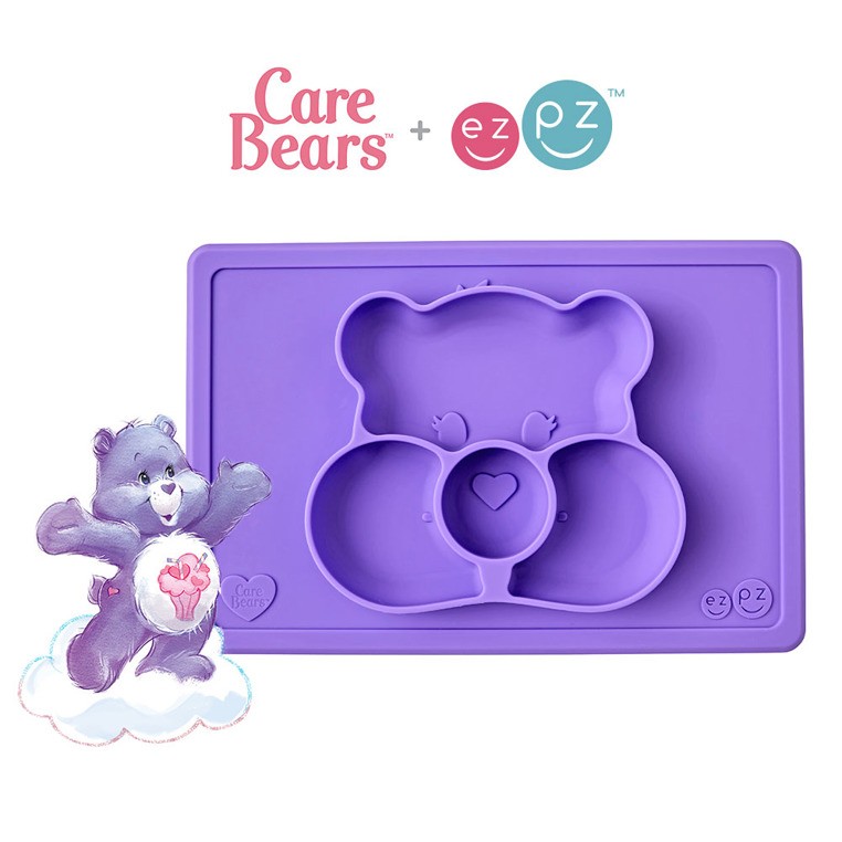 EZPZ, Silikonowy talerzyk z podkładką 2w1 Care Bears™ Mat Miśka Share Bear fioletowy EZPZ, Silikonowy talerzyk z podkładką 2w1 Care Bears™ Mat Miśka Share Bear fioletowy