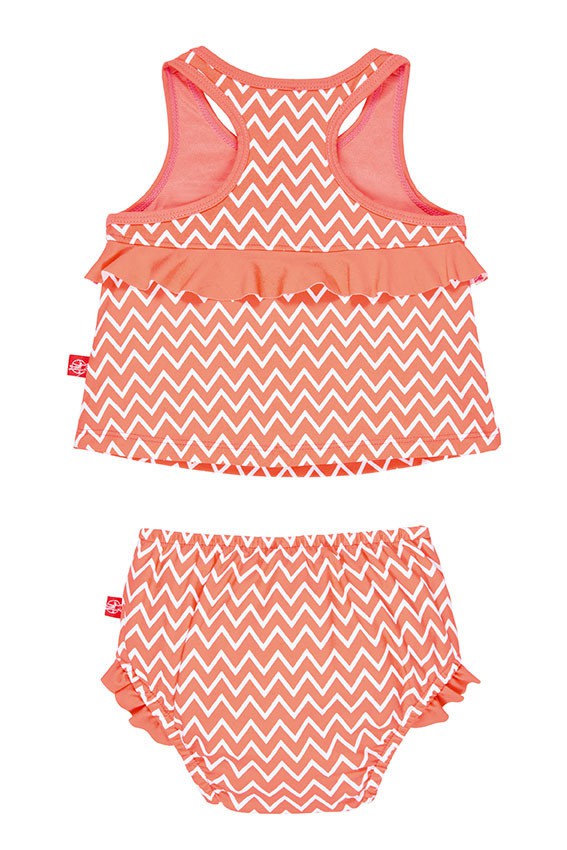 Lassig, kostium do pływania dwuczęściowy z wkładką Zigzag peach, UV 50+, 0-6 mcy