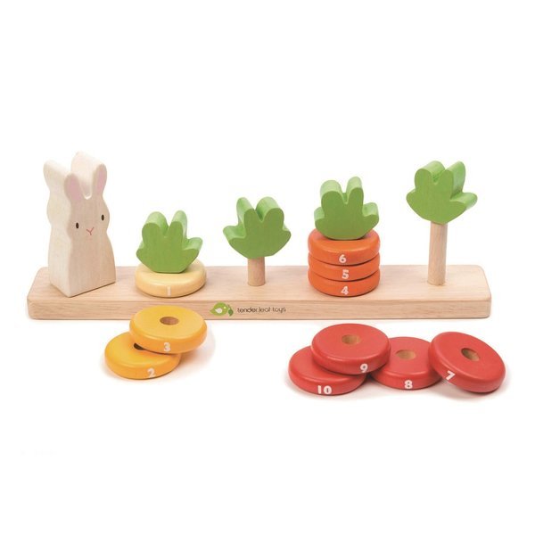 Tender Leaf Toys, Drewniana zabawka - Królik i liczenie marchewek
