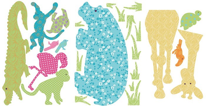 RoomMates, naklejki wielokrotnego użytku - Egzotyczne zwierzęta (kolorowe)