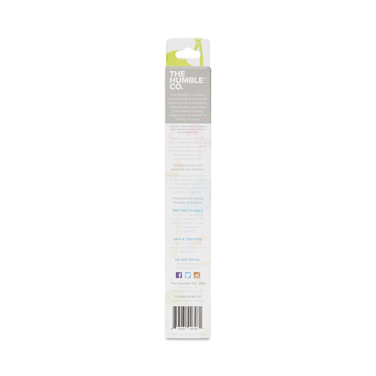 Humble Brush, Bambusowa szczoteczka do zębów dla dzieci, UltraSoft, niebieska Humble Brush, Bambusowa szczoteczka do zębów dla dzieci, UltraSoft, niebieska