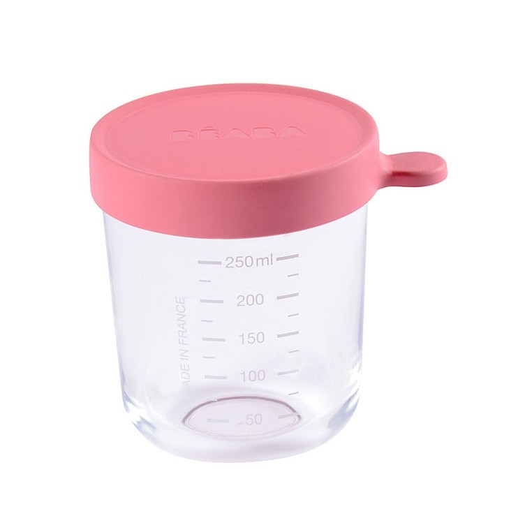 Beaba, Pojemnik słoiczek szklany z hermetycznym zamknięciem 250 ml dark pink