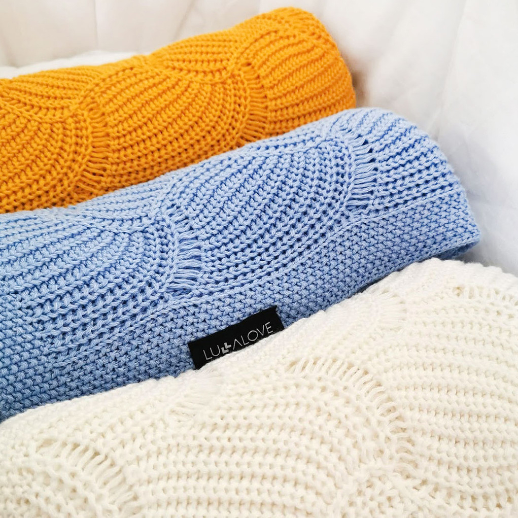 Lullalove, Kocyk muszelka - całoroczny, błękit