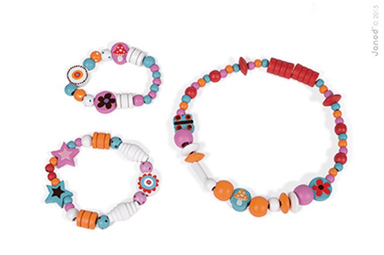 Janod, zestaw do tworzenia biżuterii 250 koralików Dziewczynka,