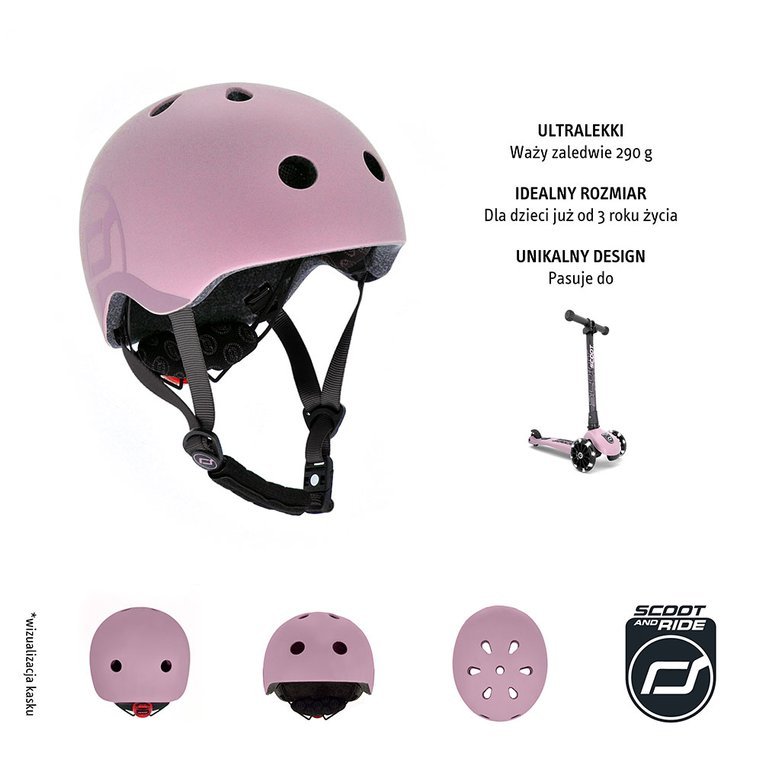 SCOOTANDRIDE, Kask S-M dla dzieci 3+ Rose SCOOTANDRIDE, Kask S-M dla dzieci 3+ Rose