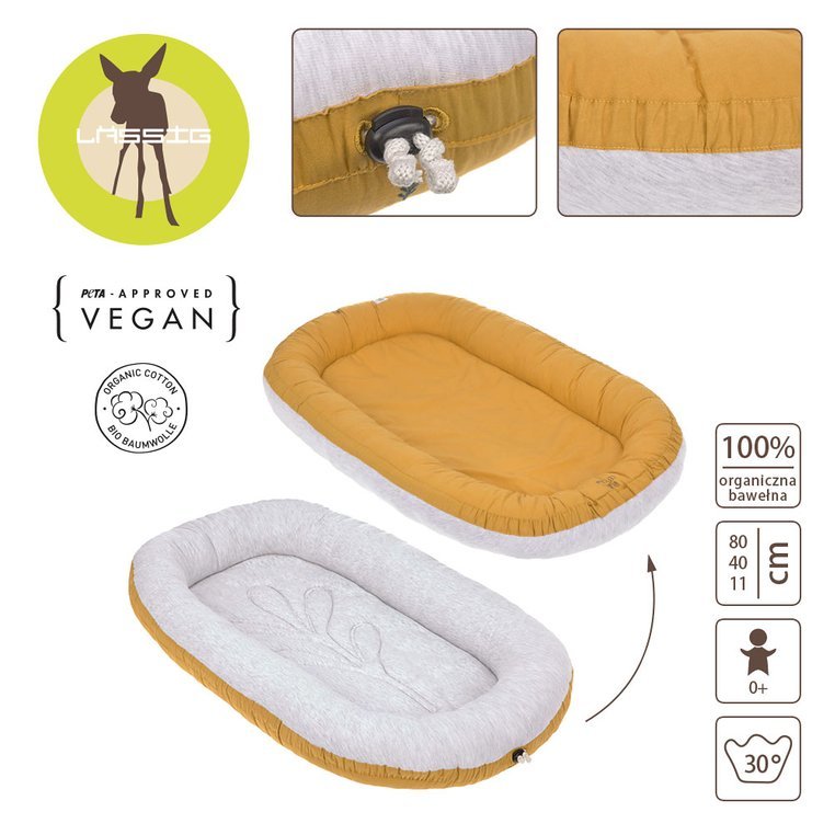 Lassig, Kokon niemowlęcy dwustronny Cozy Home Baby Nest musztardowy