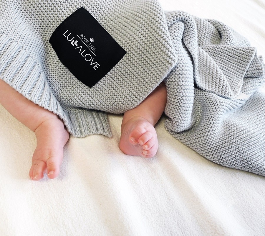 Lullalove, Duży bambusowy koc - niebieski 100x120cm