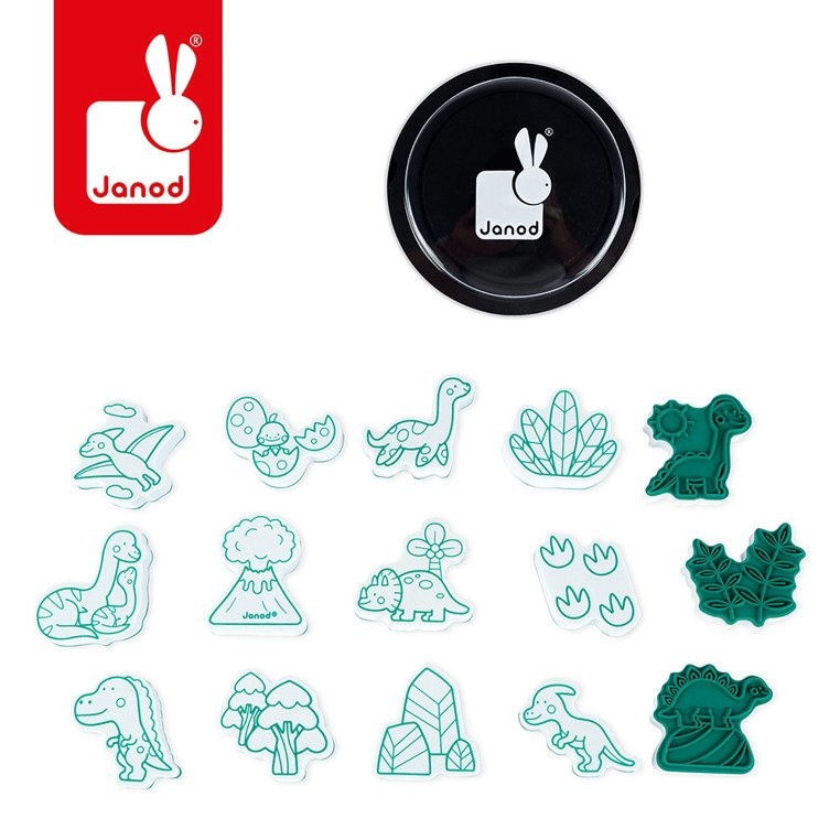 Janod, Zestaw kreatywny Stempelki Dinozaury