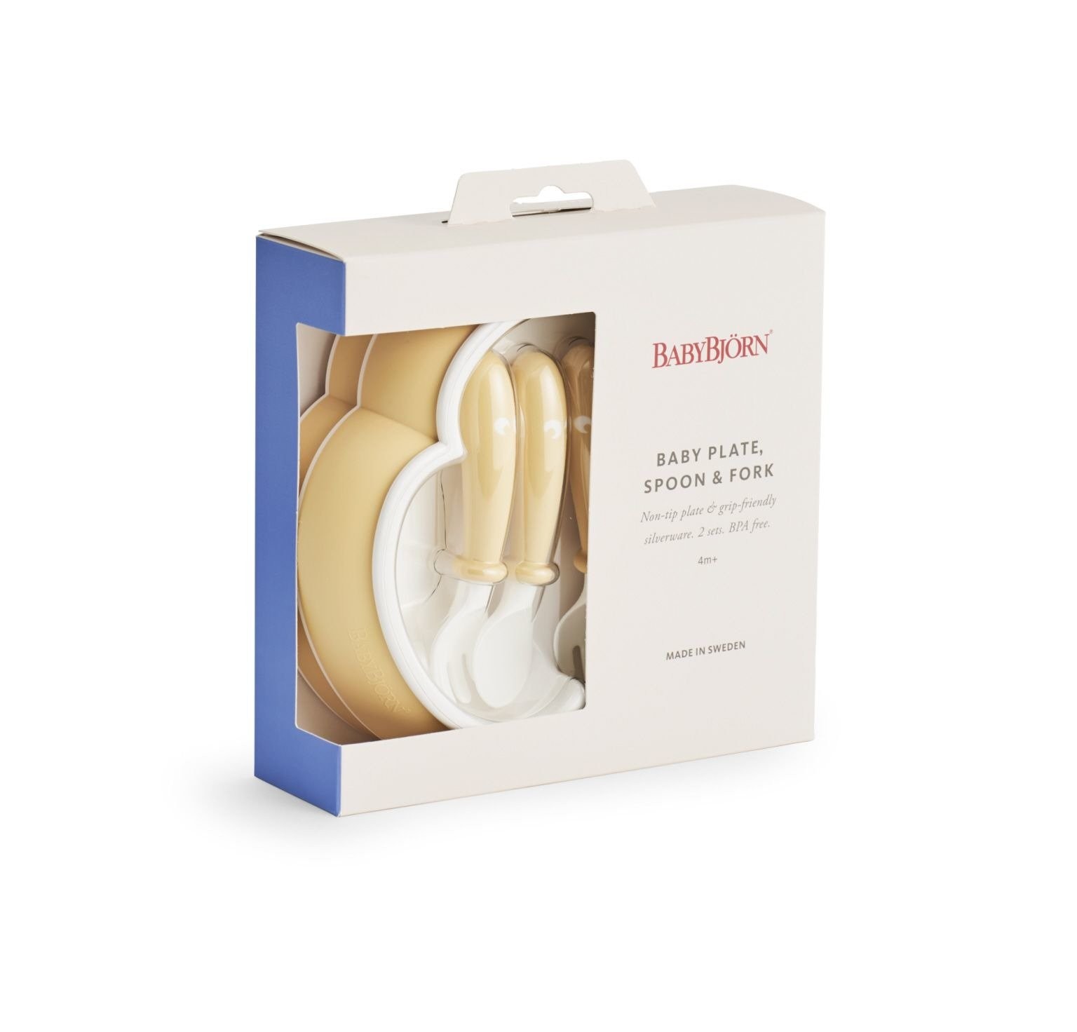 BABYBJORN, talerzyki ze sztućcami Powder Yellow