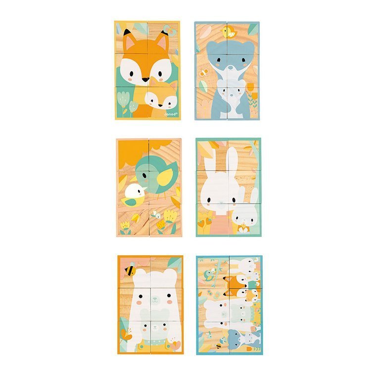 Janod, Klocki drewniane 6 elementów puzzle Pure 6 elementów Janod, Klocki drewniane 6 elementów puzzle Pure 6 elementów