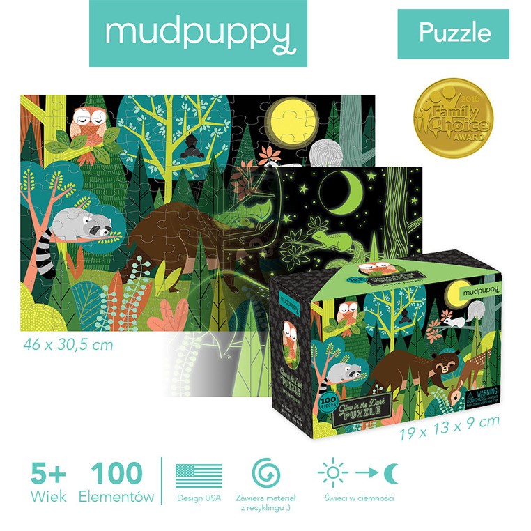 Mudpuppy, Puzzle świecące w ciemności W lesie 100 elementów 5+