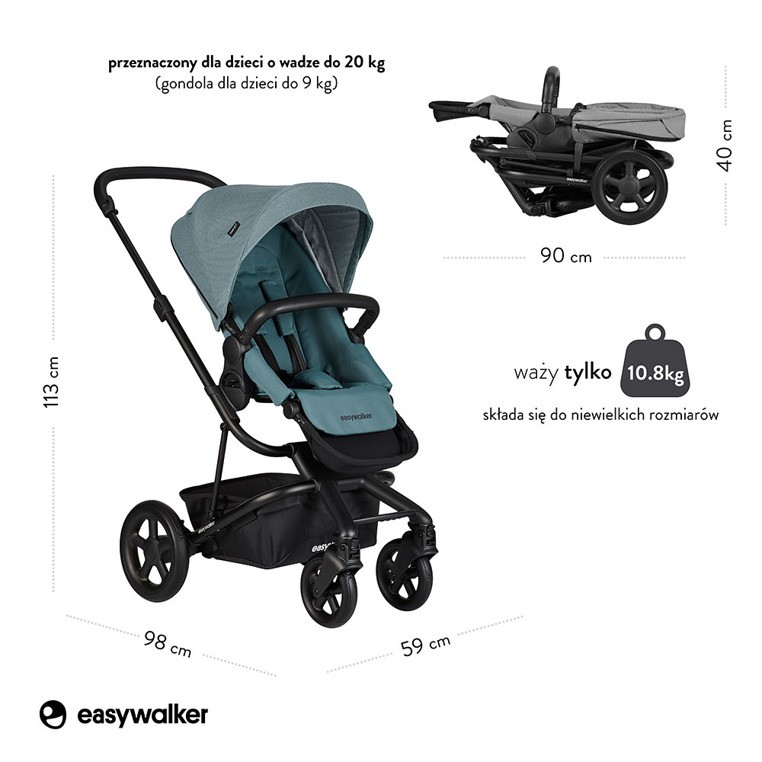 Easywalker, Harvey² Wózek głęboko-spacerowy Ocean Blue (zawiera stelaż, siedzisko z budką i pałąkiem) Easywalker, Harvey² Wózek głęboko-spacerowy Ocean Blue (zawiera stelaż, siedzisko z budką i pałąkiem)