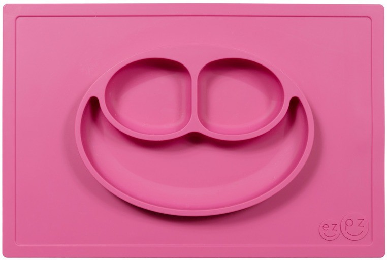 EZPZ, silikonowy talerzyk z podkładką 2w1 Happy Mat różowy EZPZ, silikonowy talerzyk z podkładką 2w1 Happy Mat różowy