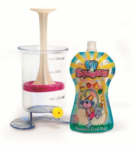 Fill'n Squeeze, zestaw rozszerzony z saszetkami do karmienia dzieci i szczoteczką Fill'n Squeeze, zestaw rozszerzony z saszetkami do karmienia dzieci i szczoteczką