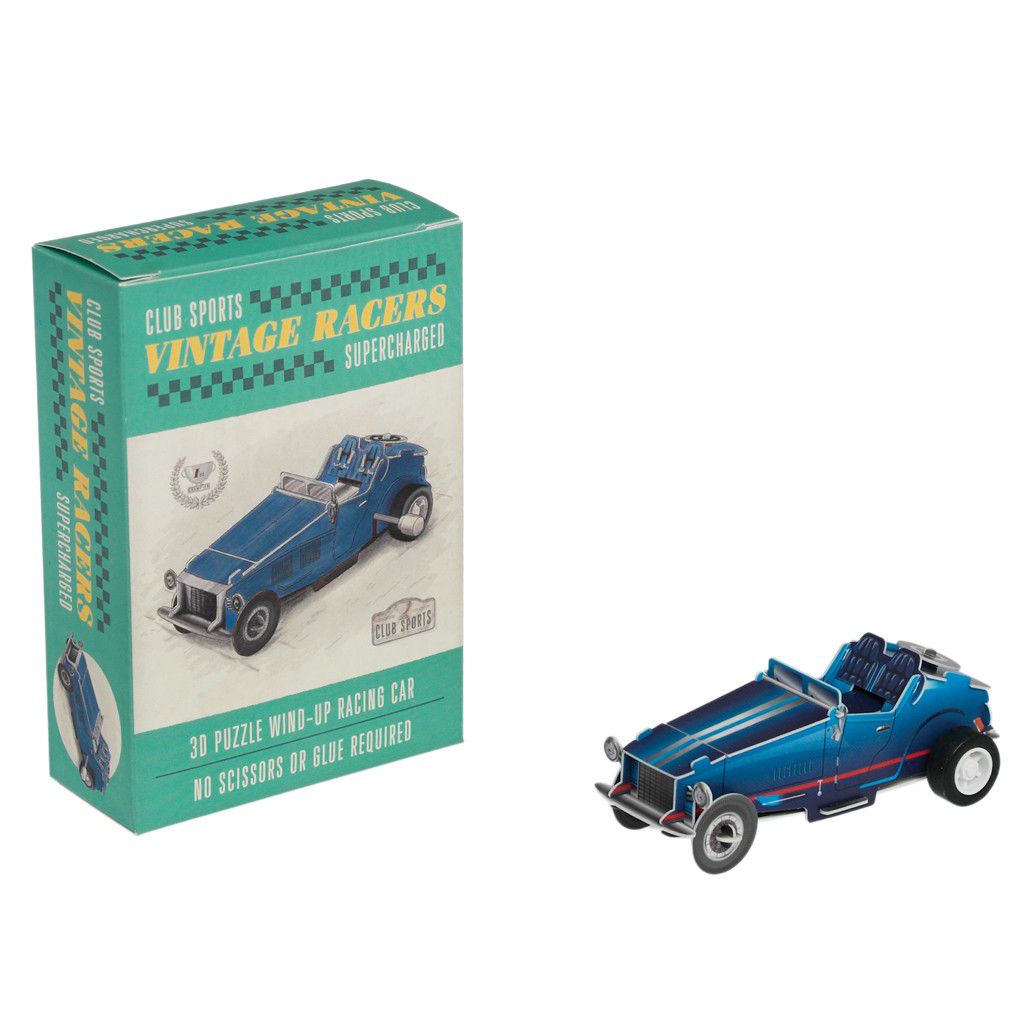 Vintage niebieski, nakręcany samochód wyścigowy Vintage niebieski, nakręcany samochód wyścigowy