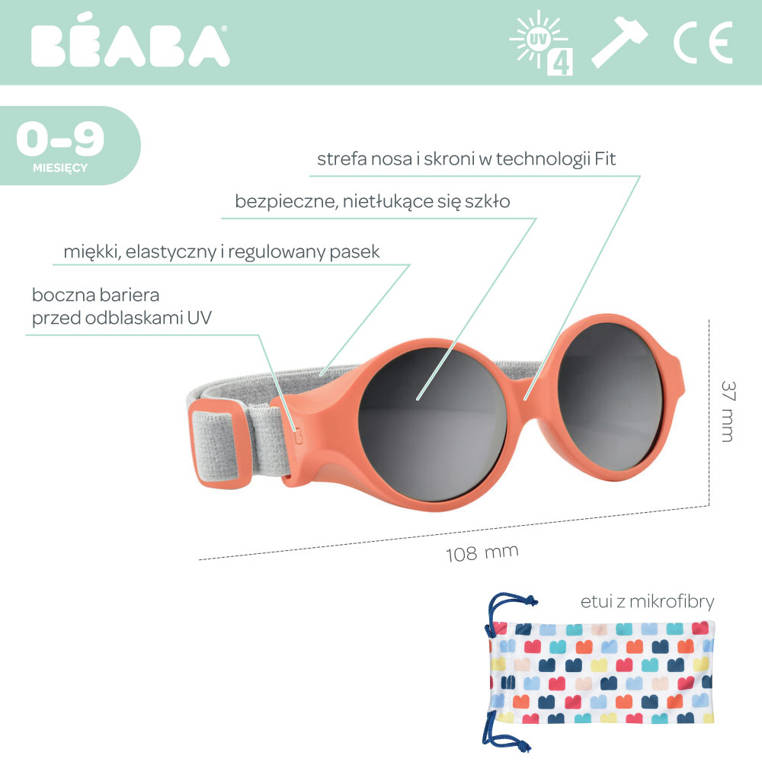 Beaba, Okulary przeciwsłoneczne dla dzieci z elastyczną opaską 0-9 miesięcy Pample Beaba, Okulary przeciwsłoneczne dla dzieci z elastyczną opaską 0-9 miesięcy Pample