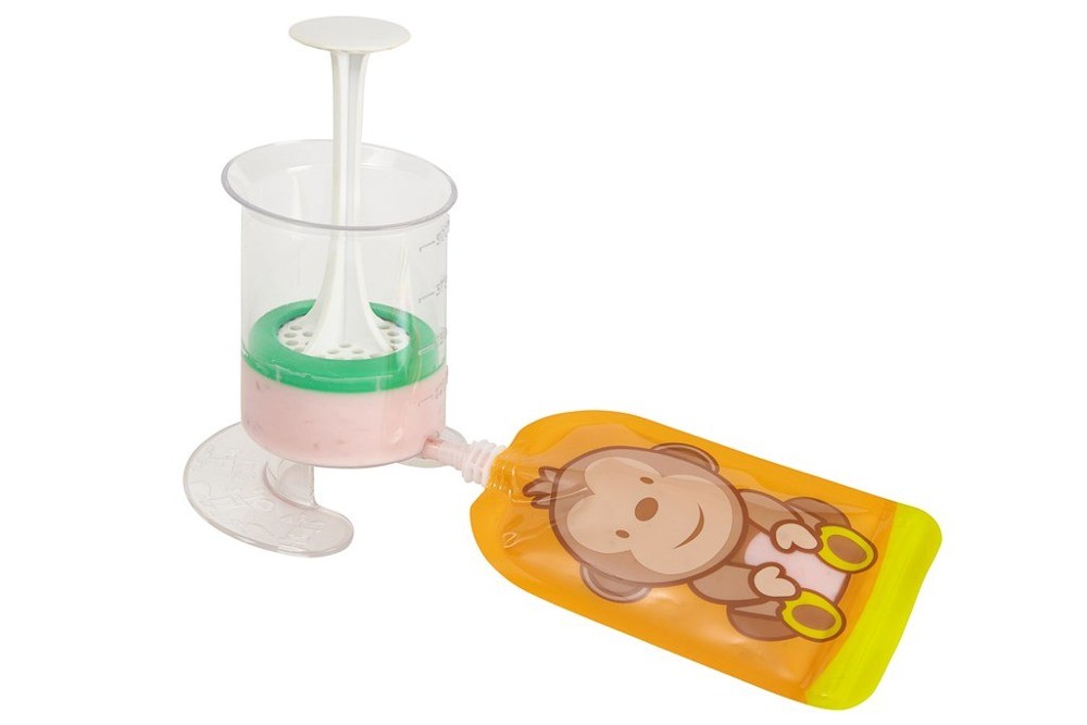 Fill'n Squeeze, Wielorazowe saszetki z podwójnym zipem 6 szt., wzór Wesoła Małpka