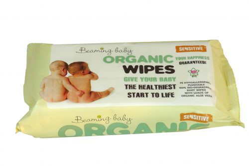 Beaming Baby, Organiczne Chusteczki Nawilżane - do skóry bardzo delikatnej, 72 szt.