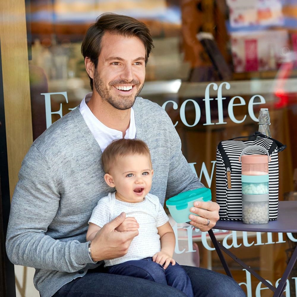 Skip Hop, Zestaw pojemnik+łyżka Easy-Serve Grey/Soft Teal