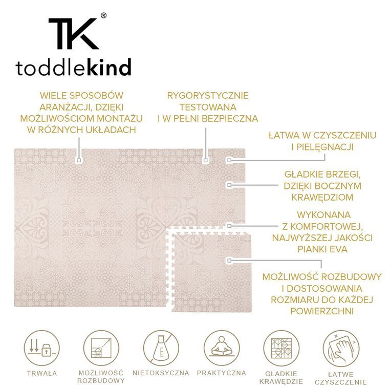 Toddlekind, Mata do zabawy piankowa podłogowa - Prettier Playmat Persian Sand Beige Toddlekind, Mata do zabawy piankowa podłogowa - Prettier Playmat Persian Sand Beige