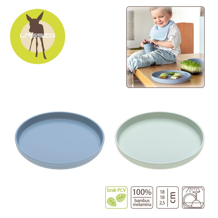 Lassig, Zestaw talerzy bambusowych Mint / Blueberry