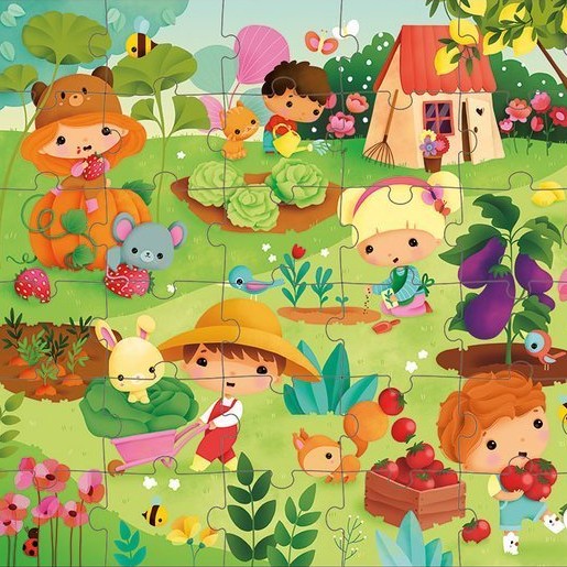 Janod, Puzzle w walizce Ogród 36 elementów 4+ Janod, Puzzle w walizce Ogród 36 elementów 4+