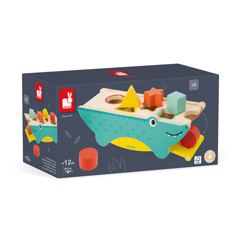 Janod, Drewniany sorter krokodyl Tropik 12m+ Janod, Drewniany sorter krokodyl Tropik 12m+