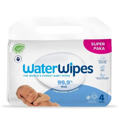 WaterWipes, Chusteczki Bio nawilżane wodne, 60szt.x4 WaterWipes, Chusteczki Bio nawilżane wodne, 60szt.x4