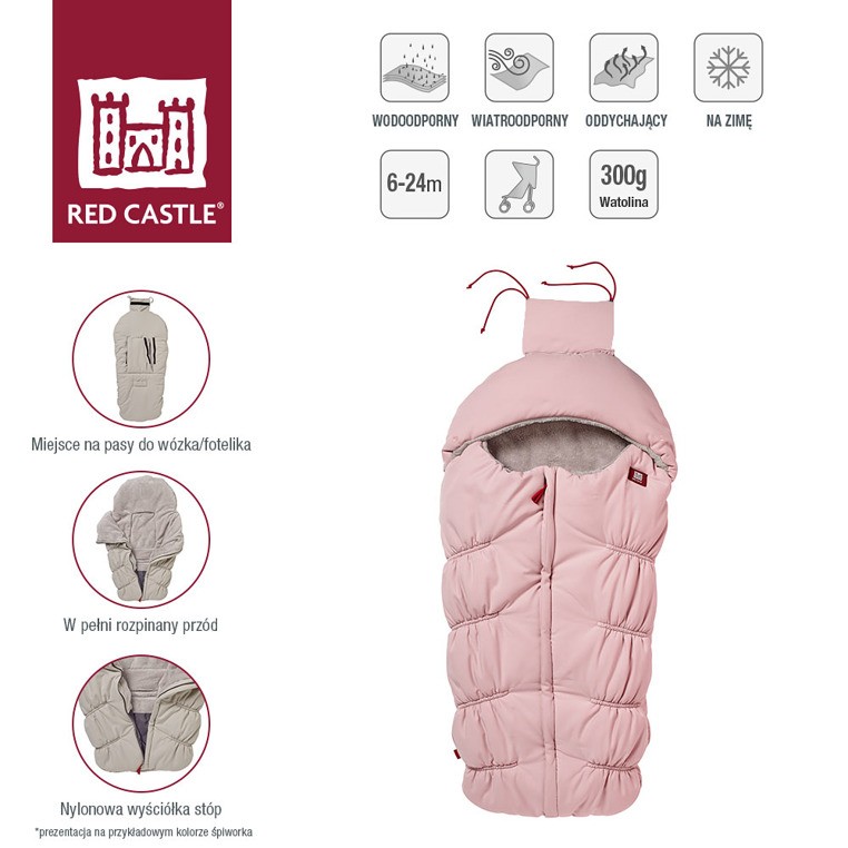 Red Castle, Śpiwór zimowy wodoodporny do wózka 6-24m Footmuff Soft Pink Red Castle, Śpiwór zimowy wodoodporny do wózka 6-24m Footmuff Soft Pink